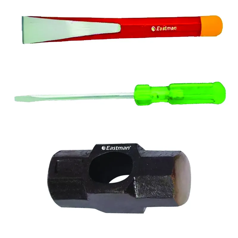 Eastman Hand Tools Combo Pack : 10.0 x 450 x 1.5 Screw Driver (E-2101) ,19 x 25 x 200 mm Chisels (ECH-2038) & 1800 Gms Sledge Hammer (E-2441)